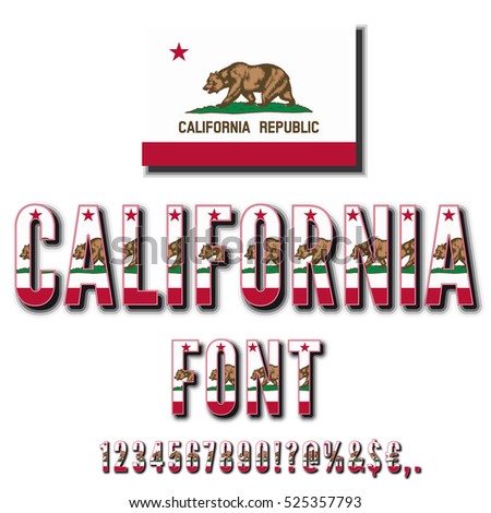 California USA State Flag Font Numbers And Symbols Stylized By Vector Typeset California USA State Flag Font Numbers And Symbols Stylized By Vector Typeset