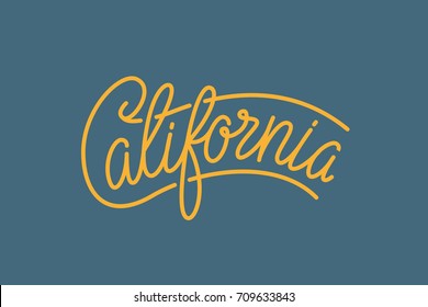 California USA State Word Logo Hand Painted Brush Lettering Calligraphy Logo Template