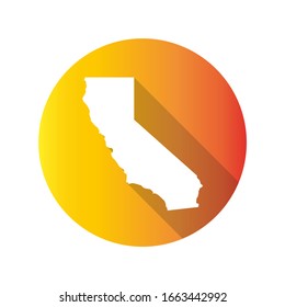 California, USA Symbol Map Icon Round. Flat Vector Art Design with Shadow. Gradient Color Banner.