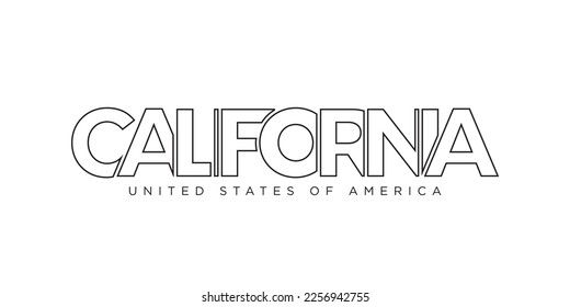 California, USA typography slogan design. America logo with graphic city lettering for print and web products.