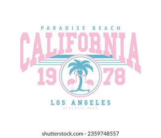 California varsity college vintage typography. Vector illustration design for fashion graphics, t shirt, print, slogan tee, card, poster.