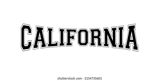 California varsity hoodie lettering print, college t shirt sign, black text isolated, retro font slogan, sweatshirt design idea, teen fashion, graphic font   apparel style