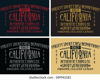 California Varsity Sports vector print and varsity. For t-shirt or other uses in vector.
