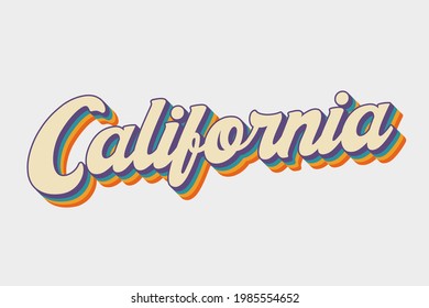 California Vector Colourful 70's Retro Lettering 