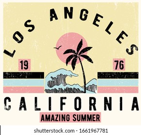 California vector illustration. Vector graphic for t-shirt print and other uses.