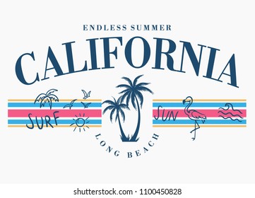 California vector illustration, for t-shirt print and other uses.