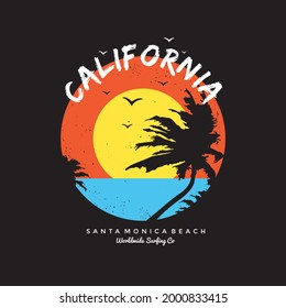 CALIFORNIA vector illustration and typography,palm background. Typography, t-shirt graphics, print, poster, banner, flyer, postcard,etc.

