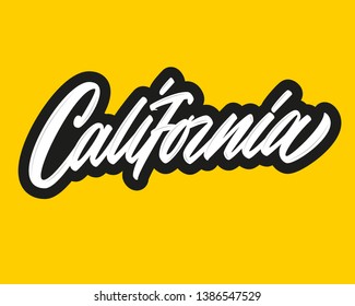 California vector lettering sign on yellow background