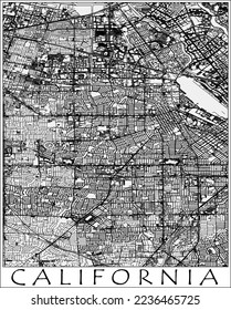 California Vector Map Black and White HD
