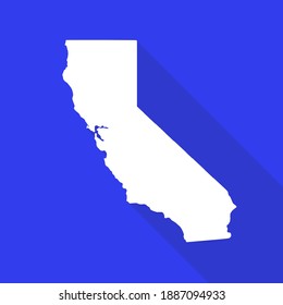 California vector map flat simple style long shadow blue background. Vector Illustration