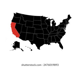 California vector map. High detailed illustration. United state of America country.