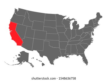 California vector map silhouette. High detailed illustration. United state of America country .