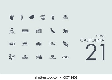 California vector set of modern simple icons