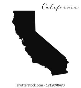 California Vector Silhouette Map Illustration - Black Representation Of The Californian American State 