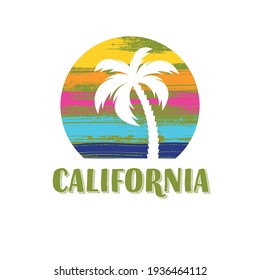California vector tee print design with palm