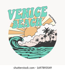 California Venice beach typography, tee shirt graphics, vectors