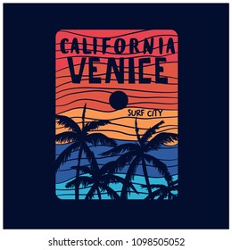 California Venice Beach Vector Print.