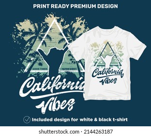 California Vibes Print ready Sublimation design for Shirts Mugs Vinyl Decor or any media. Retro Vintage summer spring background. Printable Vintage Retro PNG EPS SVG.