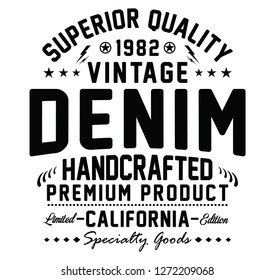California vintage denim, superior quality typography, t-shirt graphics, vectors
