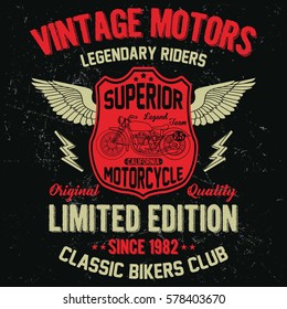 California vintage motor, original quality, classic biker club typography, t-shirt graphics, vectors