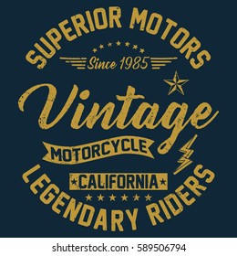 California vintage motorcycle, legendary riders typography, t-shirt graphics, vectors