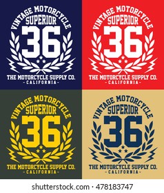 California vintage motorcycle  typography, t-shirt graphics, vectors