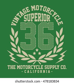 California vintage motorcycle  typography, t-shirt graphics, vectors