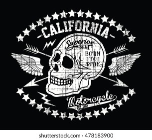 California vintage motorcycle  typography, t-shirt graphics, vectors