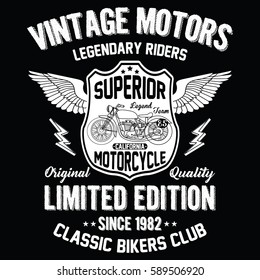 California vintage motors, original quality, classic biker club typography, t-shirt graphics, vectors