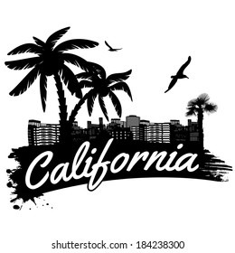 California in vintage style poster, vector illustration