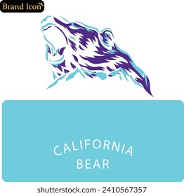 California vintage typography Grizzly bear mountain vector logo icon symbol illustration design.Grunge stamp or label with name of California, vector illustrationCalifornia Republic vintage grizzly.