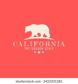 California vintage typography Grizzly bear mountain vector logo icon symbol illustration design