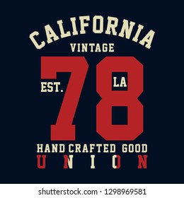 california vintage typography t-shirt graphics, vector illustration Vector