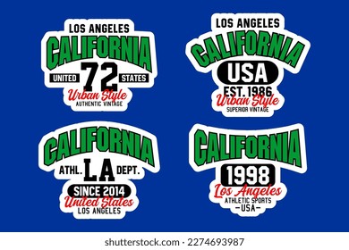 California vintage varsity typography label design for t-shirt