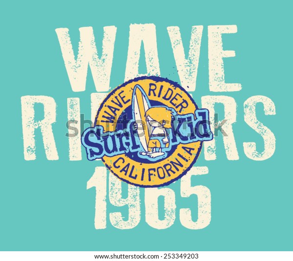 California Wave Riders Vector Artwork Children: เวกเตอร์สต็อก (ปลอดค่า ...