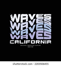 California waves illustration typography. perfect for t shirt design