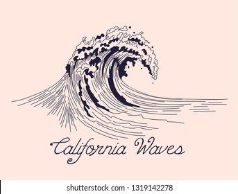 california waves.T shirt and poster graphic desing