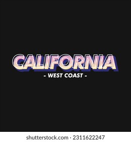 california west coast modern and stylish typography slogan. Colorful abstract design with the lines style. Vector for print tee shirt, typography, poster