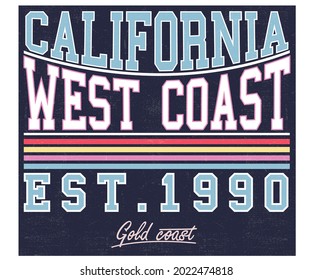 California west coast summer vector artwork for t shirt and others. Golden state retro design.