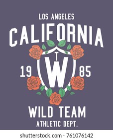 California wild rose graphic design vector art