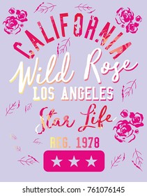 California wild rose graphic design vector art