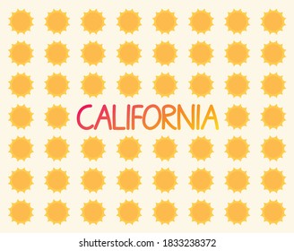 California word and sun pattern- vector illustration