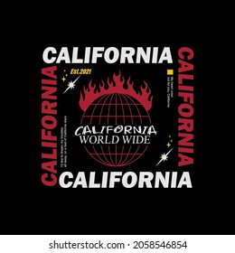  california world wide Simple Vintage design illustration for fashion 