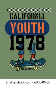 california youth,t-shirt print poster vector illustration