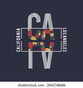 California,Los Angeles tee print vector design with palm trees and typo
