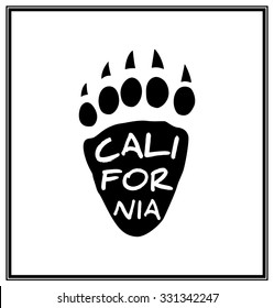 Californian bear paw print - typographical Background. Vector EPS8 illustration. 