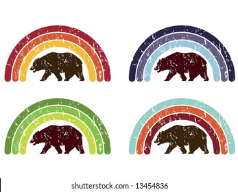 californian bear in rainbow