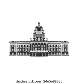 Californian Capitol Icon Silhouette Illustration. Buildings Vector Graphic Pictogram Symbol Clip Art. Doodle Sketch Black Sign.