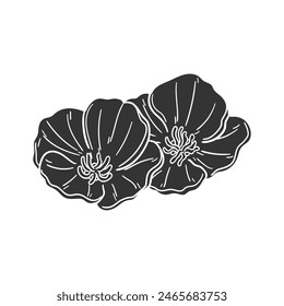 Californian Poppy Icon Silhouette Illustration. Flowers Vector Graphic Pictogram Symbol Clip Art. Doodle Sketch Black Sign.