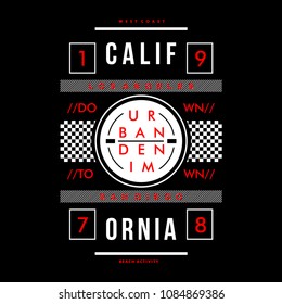 californian urban denim graphic typography t shirt design, vector vintage illustration artistic art